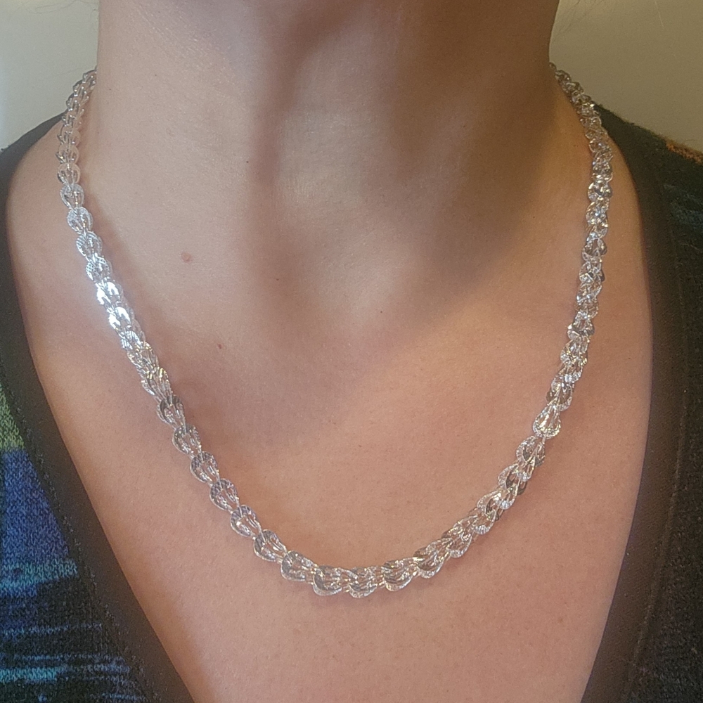Vintage Elegant Style Twisted Rope Chain Necklace - 925 Sterling Silver